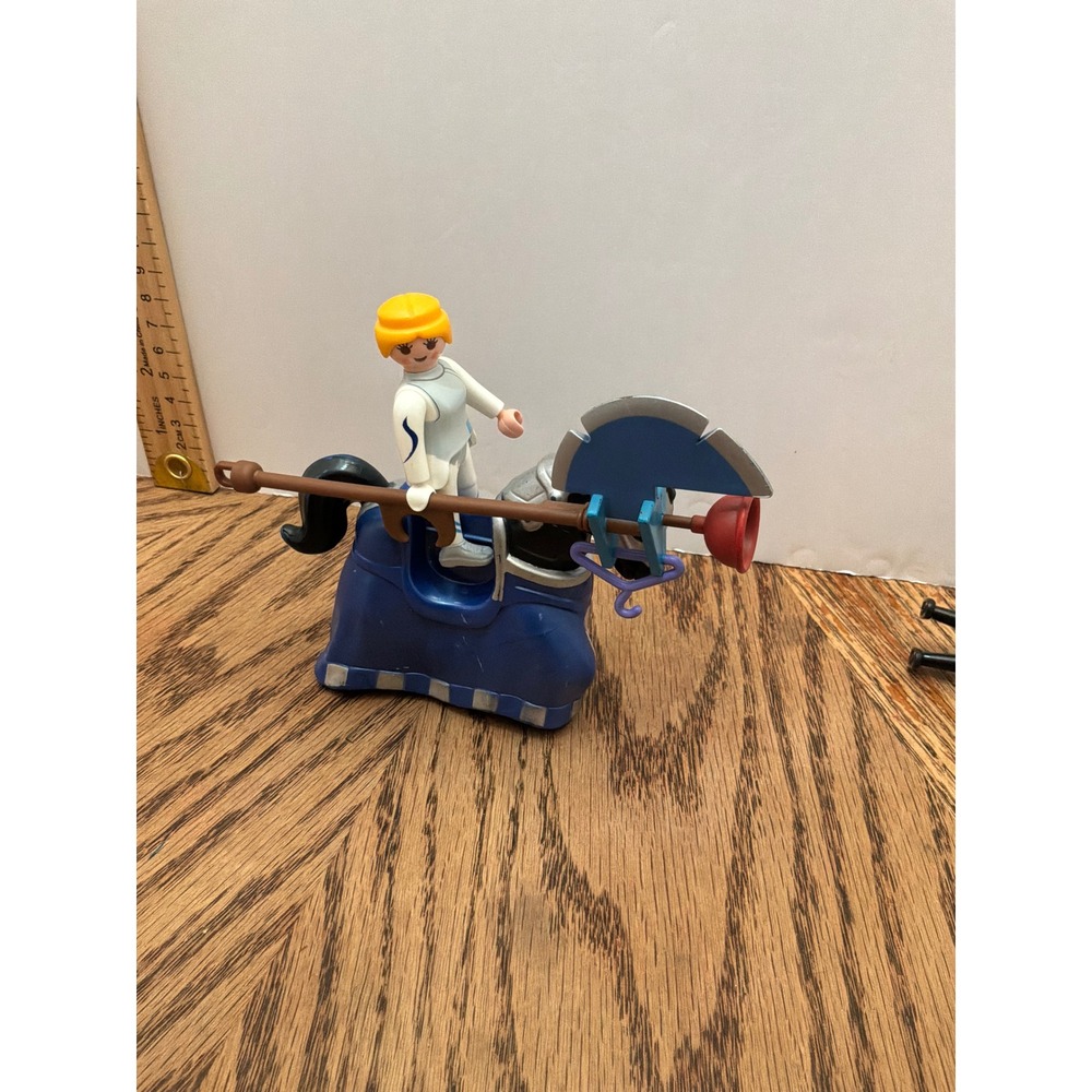 Medieval Kids Playmobil‎ Super 4 Knight Figure Armored Horse Blue White